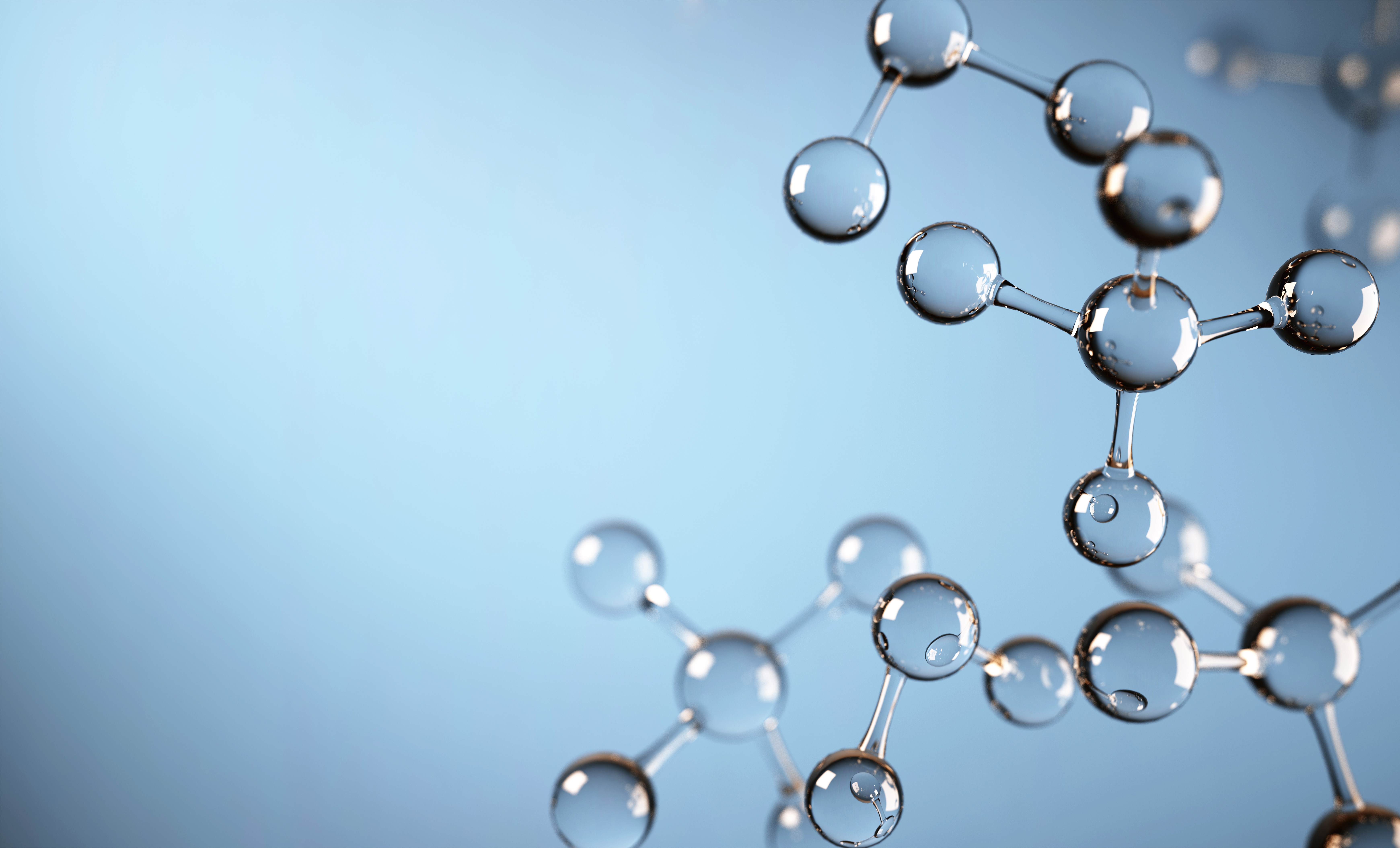 Small molecules against blue background