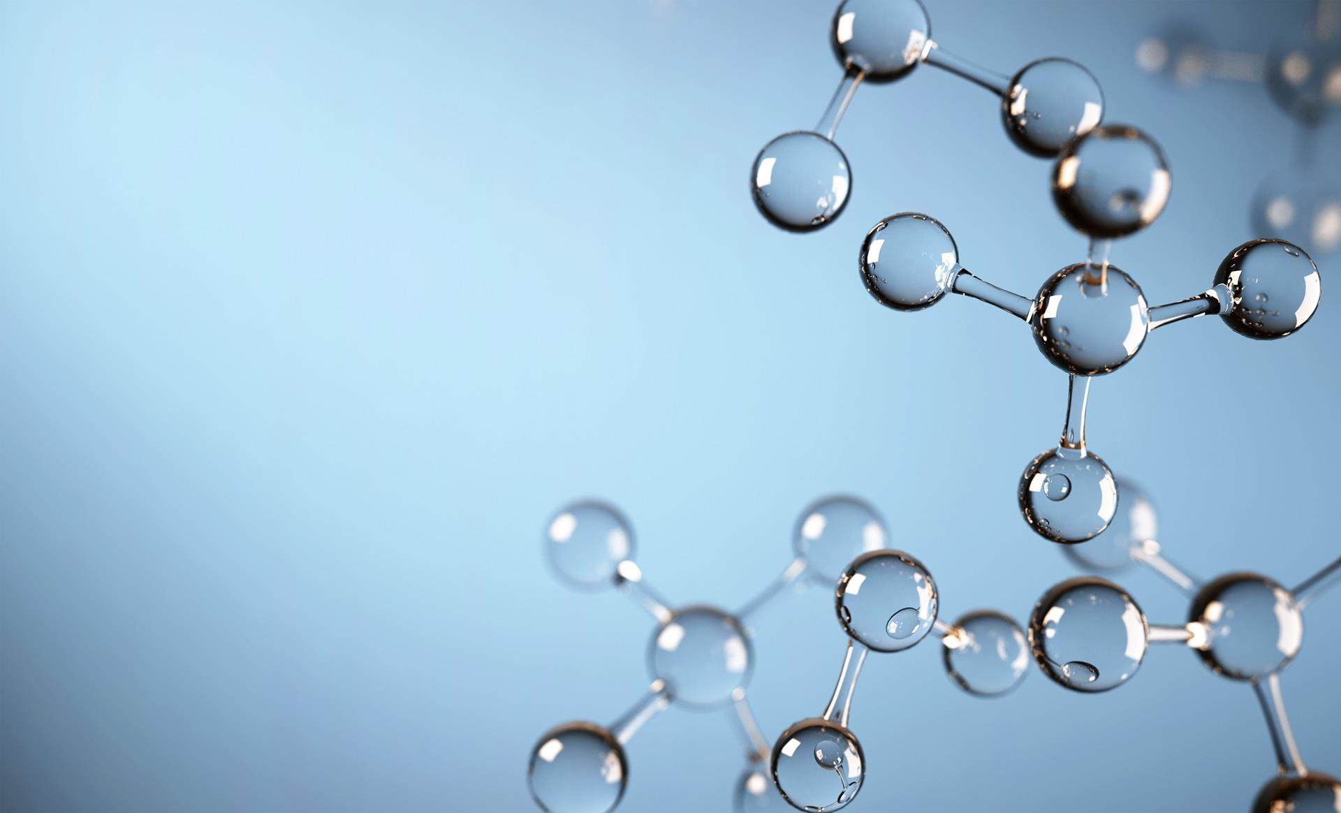 Small molecules against blue background