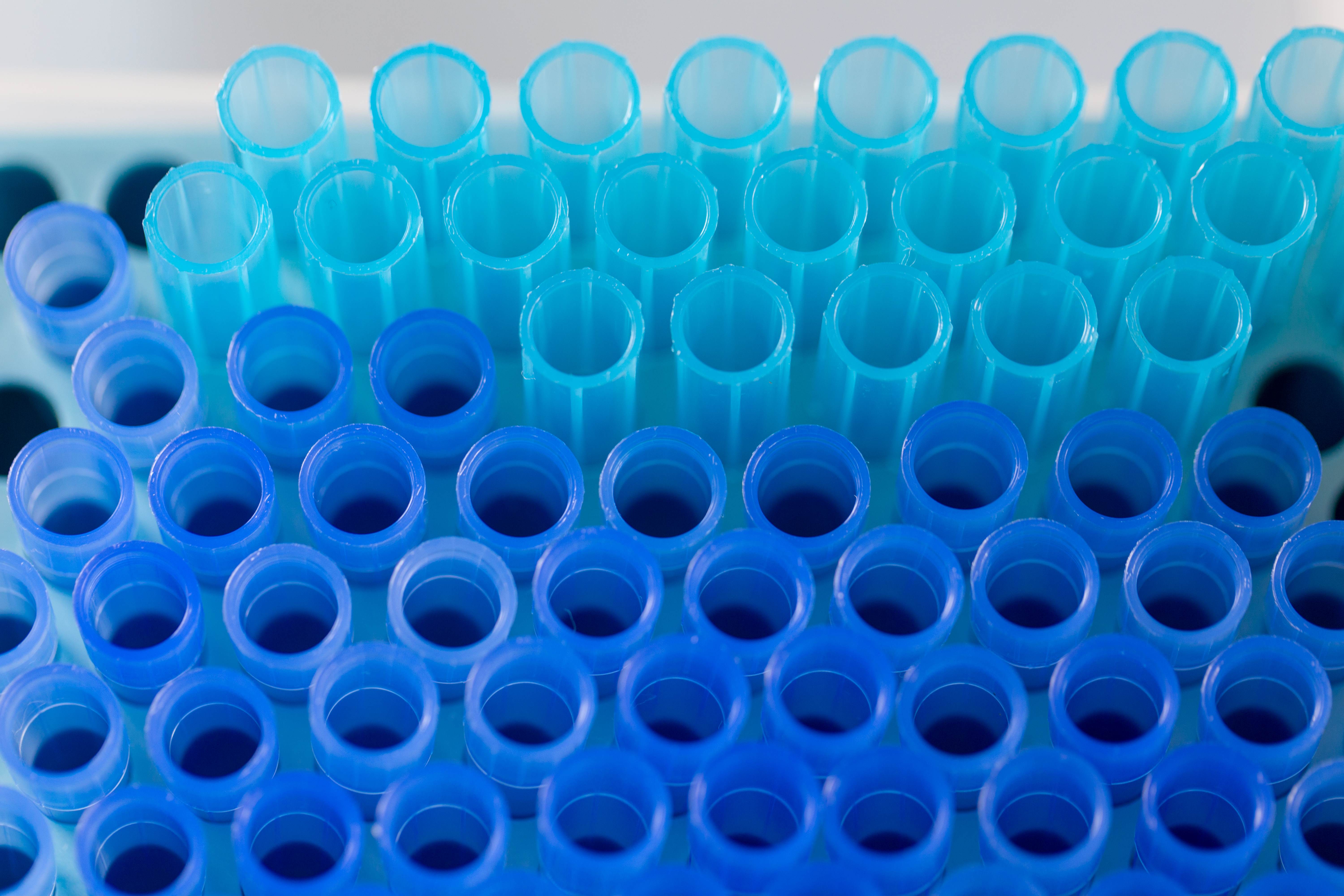 Blue washed test tubes