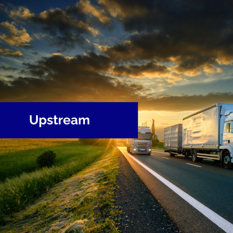lorries on road with upstream banner