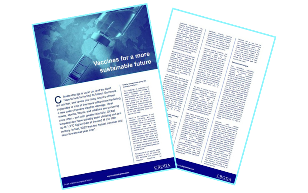 Download Croda Pharmas newest whitepaper: Vaccines for a more sustainable future