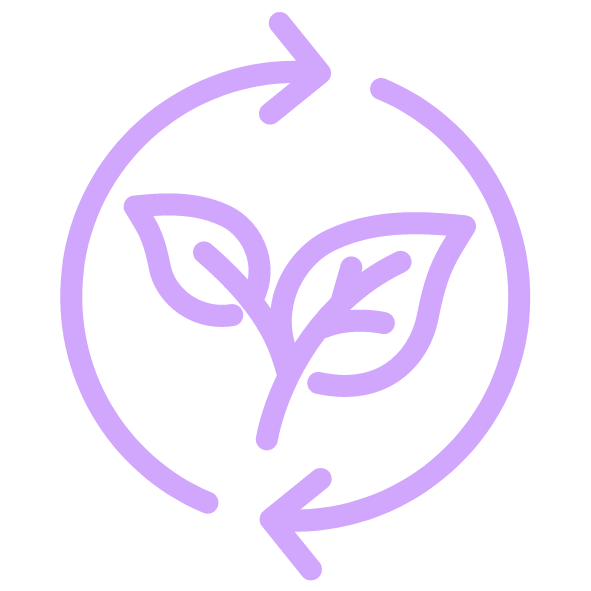 leaves in circular purple graphic icon