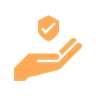 hand holding shield orange icon