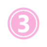円形のピンクの数字 3 アイコン
