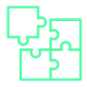 cartoon image of green puzzle with four pieces