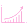 upwards graph cartoon icon in pink