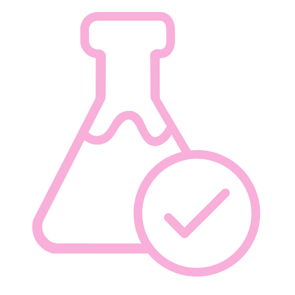 high purity pink icon, test tube with tick