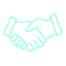 Blue cartoon hands shaking