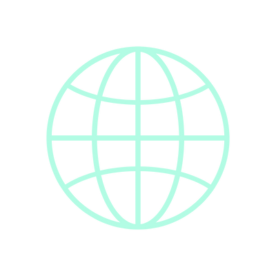 Blue cartoon icon of globe