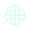 Blue cartoon icon of globe