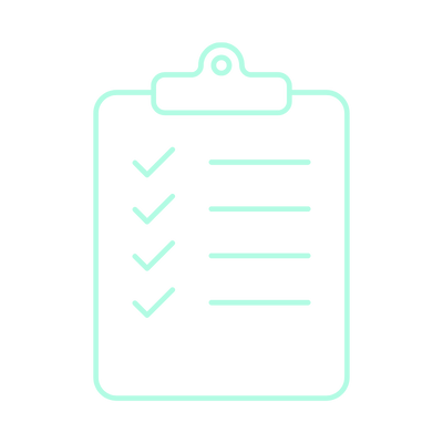 blue cartoon graphic of clipboard