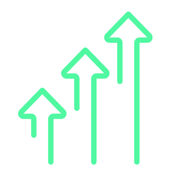 green cartoon upwards arrows