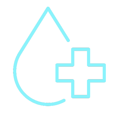 blue graphic of teardrop with plus symbol