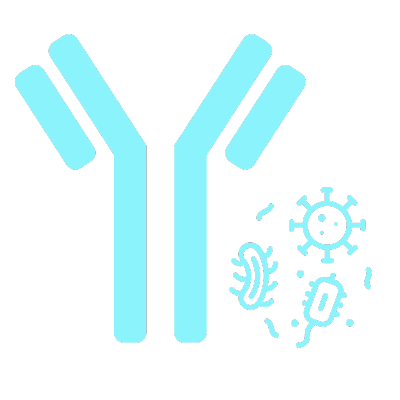 blue graphic of pathogens and antigens