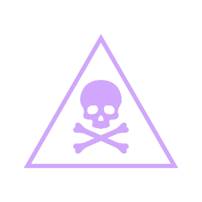 purple icon of skull and crossbones in triangle