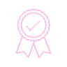 pink rosette icon to signify quality