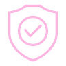 pink shield with tick graphic icon
