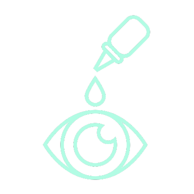 turqoise icon of eye with drop being dropped into it