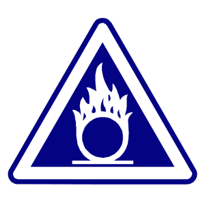 Blue hazard fire within warning triangle