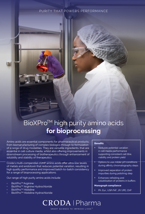 Cover of BioXProTM high purity amino acids  for bioprocessing