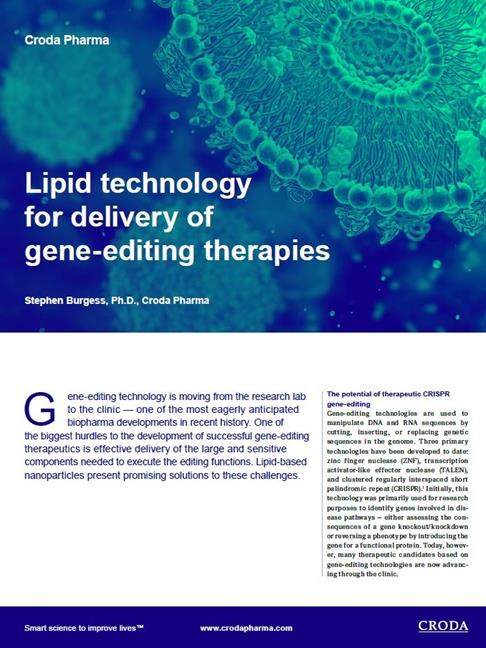  送達遺伝子編集療法のための脂質送達