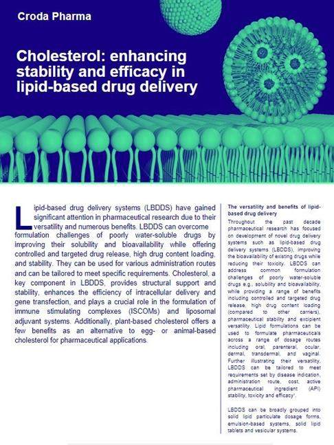 Cholesterol: enhancing stability and efficacy in lipid-based drug delivery whitepaper