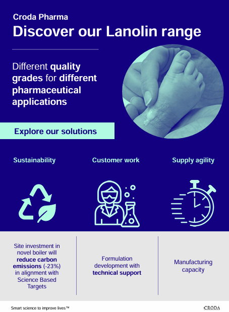 Cover of lanolin flyer from Croda Pharma