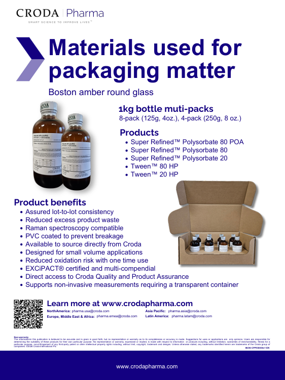 Cover of Flyer from Croda Pharma - Materials used for packaging matter