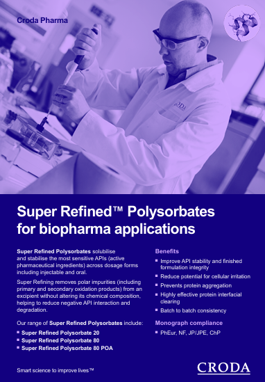 Cover of Polysorbates for Biopharma Brochure from Croda Pharma