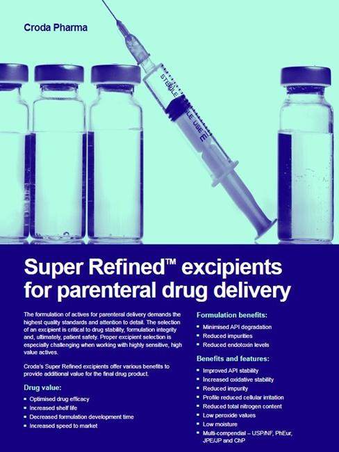 Super refined excipients for parenteral drug delivery brochure