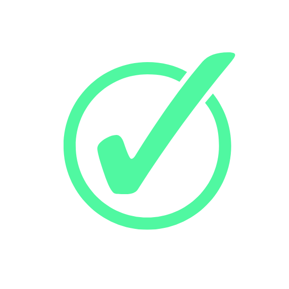 green icon of tick in circle