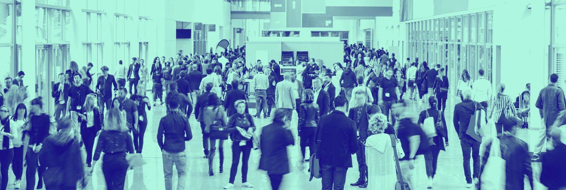 large crowd at a trade fair